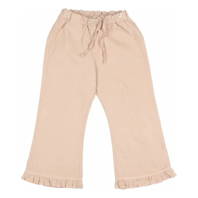 Pantalones florales de pana de algodón orgánico | Rosa