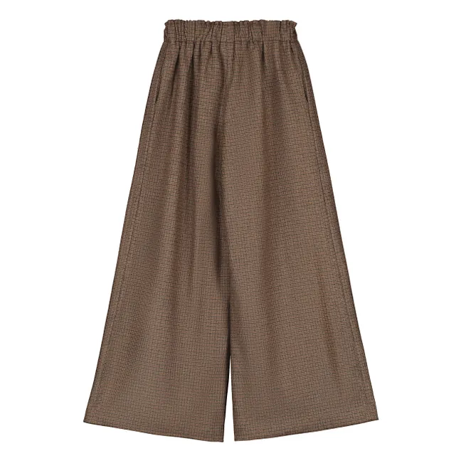 Wool Carreaux Trousers | Brown