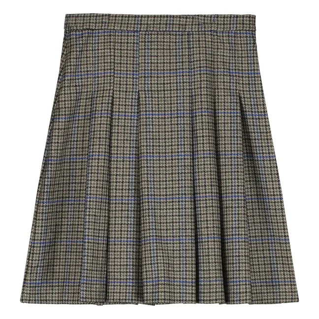 Jupe Midi Carreaux Laine | Gris