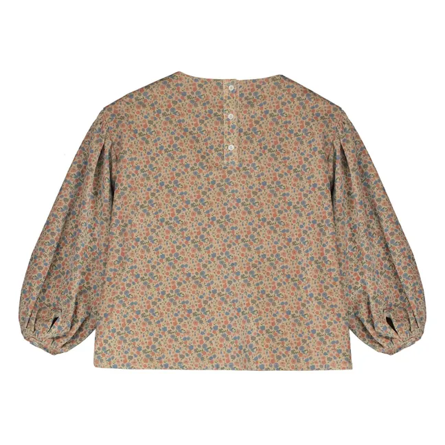 Blouse Col Carré Fleurie | Beige