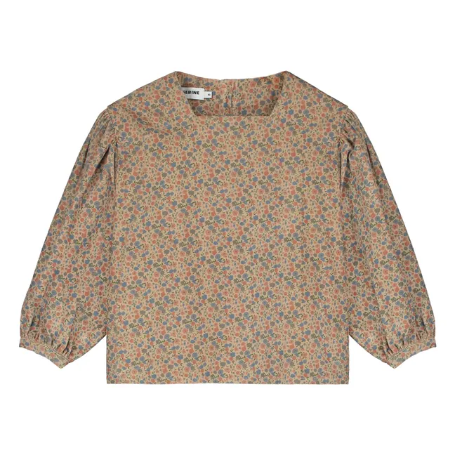 Blouse Col Carré Fleurie | Beige