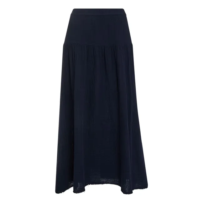Evelyn Cotton gauze skirt | Midnight blue