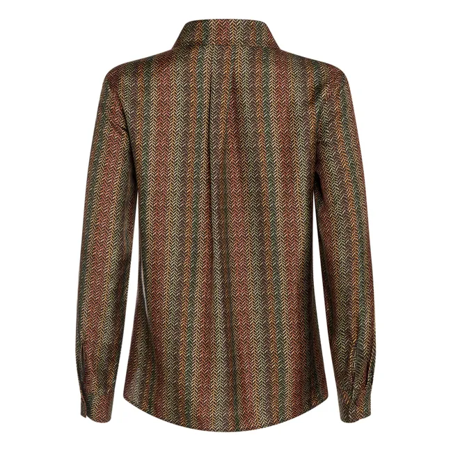 Camisa de seda estampada Arles | Marrón