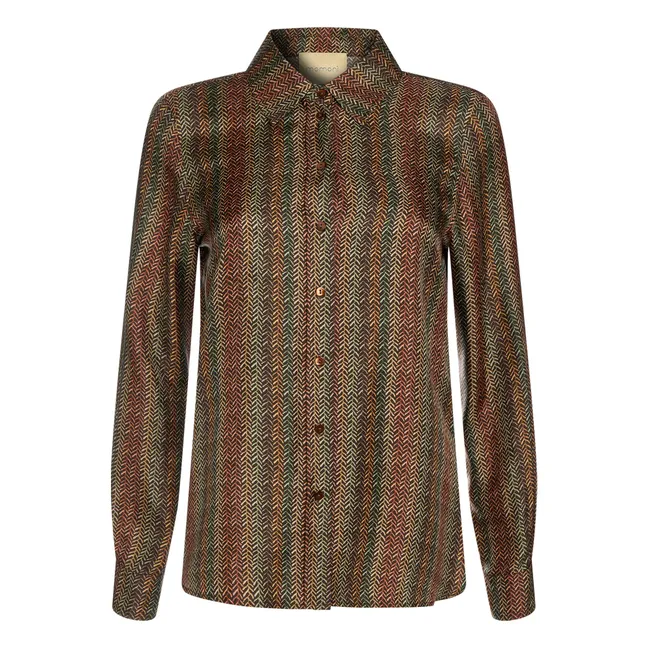 Camisa de seda estampada Arles | Marrón