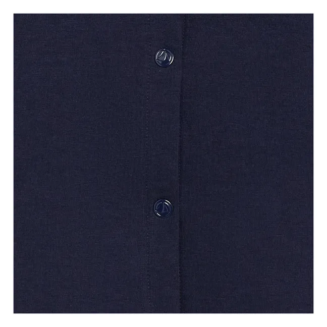 Cardigan Ajusté Coton Bio | Bleu marine