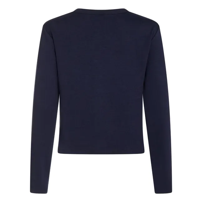 Cardigan Ajusté Coton Bio | Bleu marine
