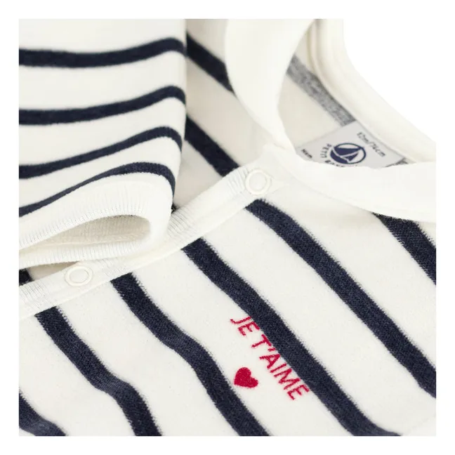 Pyjama Dors Bien Marinière Coton Bio | Blanc