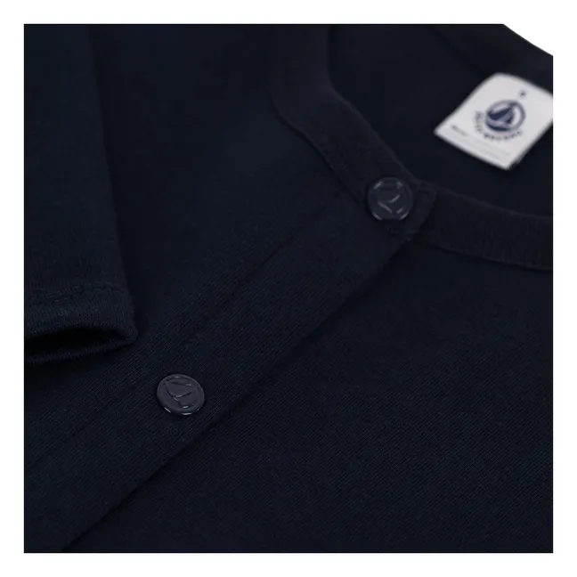 Cardigan Ajusté Coton Bio | Bleu marine