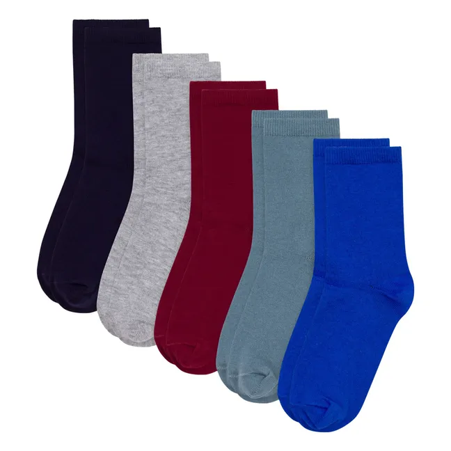 Lot de 5 Paires de Chaussettes Unies | Bleu
