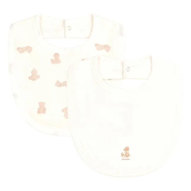 Set of 2 Bear Bibs | White