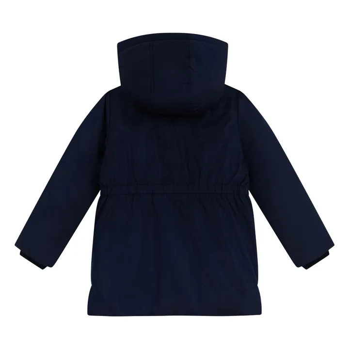 Parka lisa elástica de largo medio | Azul Marino- Imagen del producto n°5