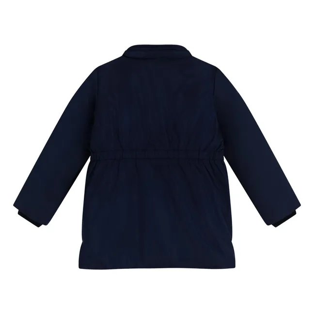 Parka lisa elástica de largo medio | Azul Marino