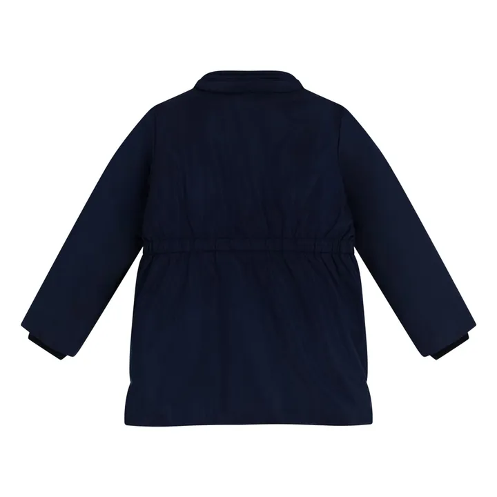 Parka lisa elástica de largo medio | Azul Marino- Imagen del producto n°4