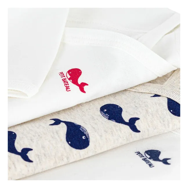 Lot 3 Bodies Croisés Baleines Coton Bio | Blanc