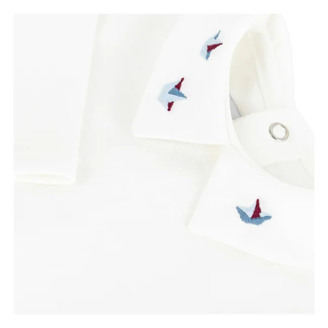 Bateaux organic cotton polo neck bodysuit | White