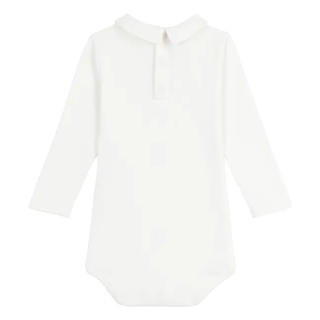 Bateaux organic cotton polo neck bodysuit | White