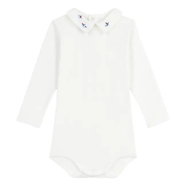Bateaux organic cotton polo neck bodysuit | White