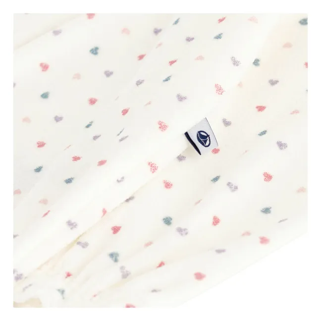 Pyjamas Dors Bien Collerette Cœurs Coton Bio | White