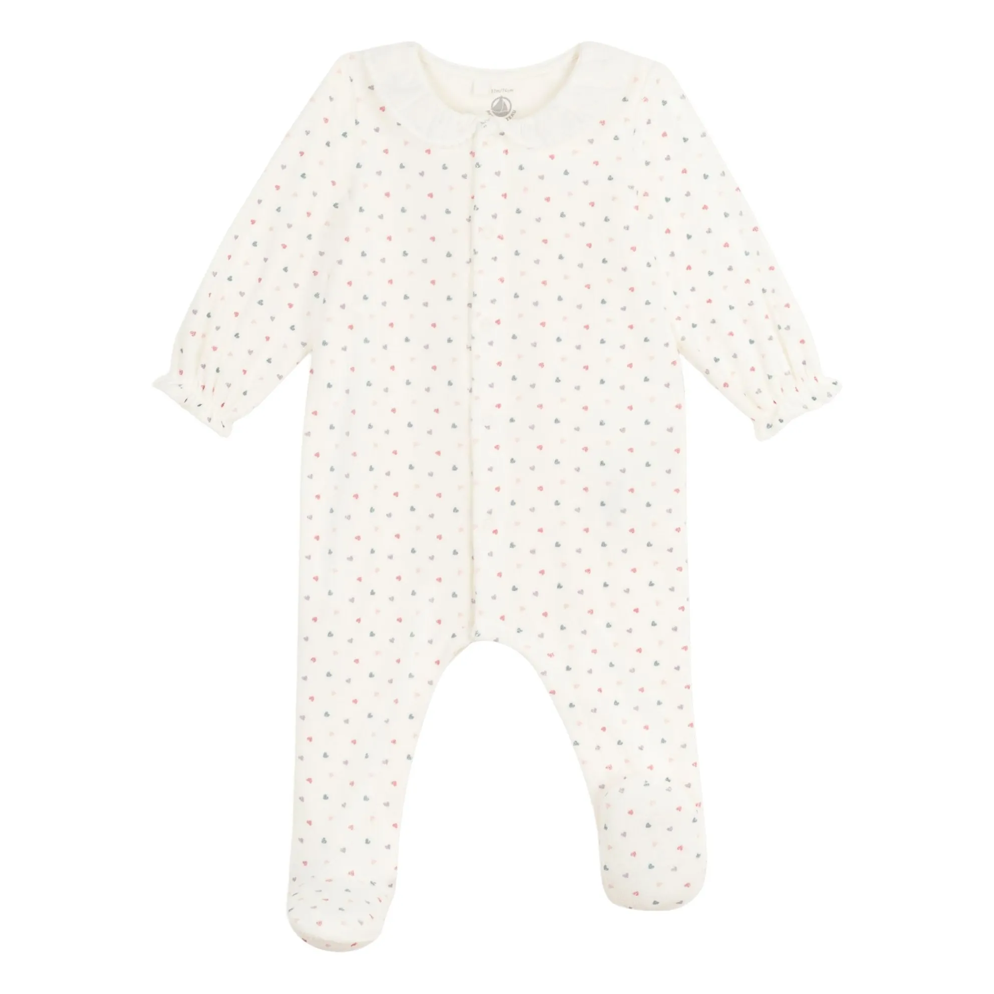 Petit Bateau White Pyjamas Dors Bien Collerette Cœurs Coton Bio