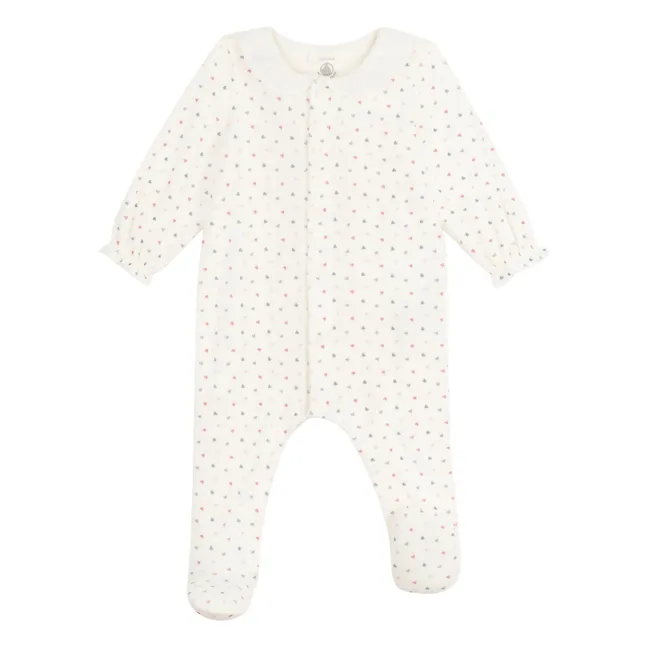 Pyjamas Dors Bien Collerette Cœurs Coton Bio | White