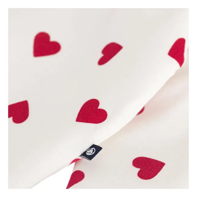 Combinaison Cœurs Coton Ouatiné | Blanc