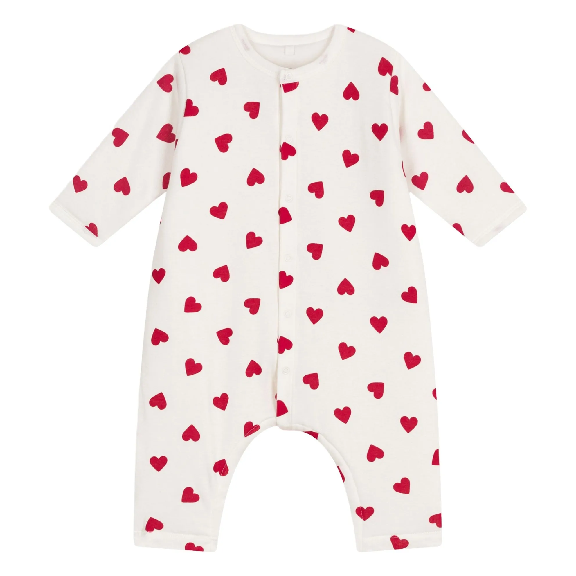 Petit Bateau White Cotton Wadded Hearts Jumpsuit