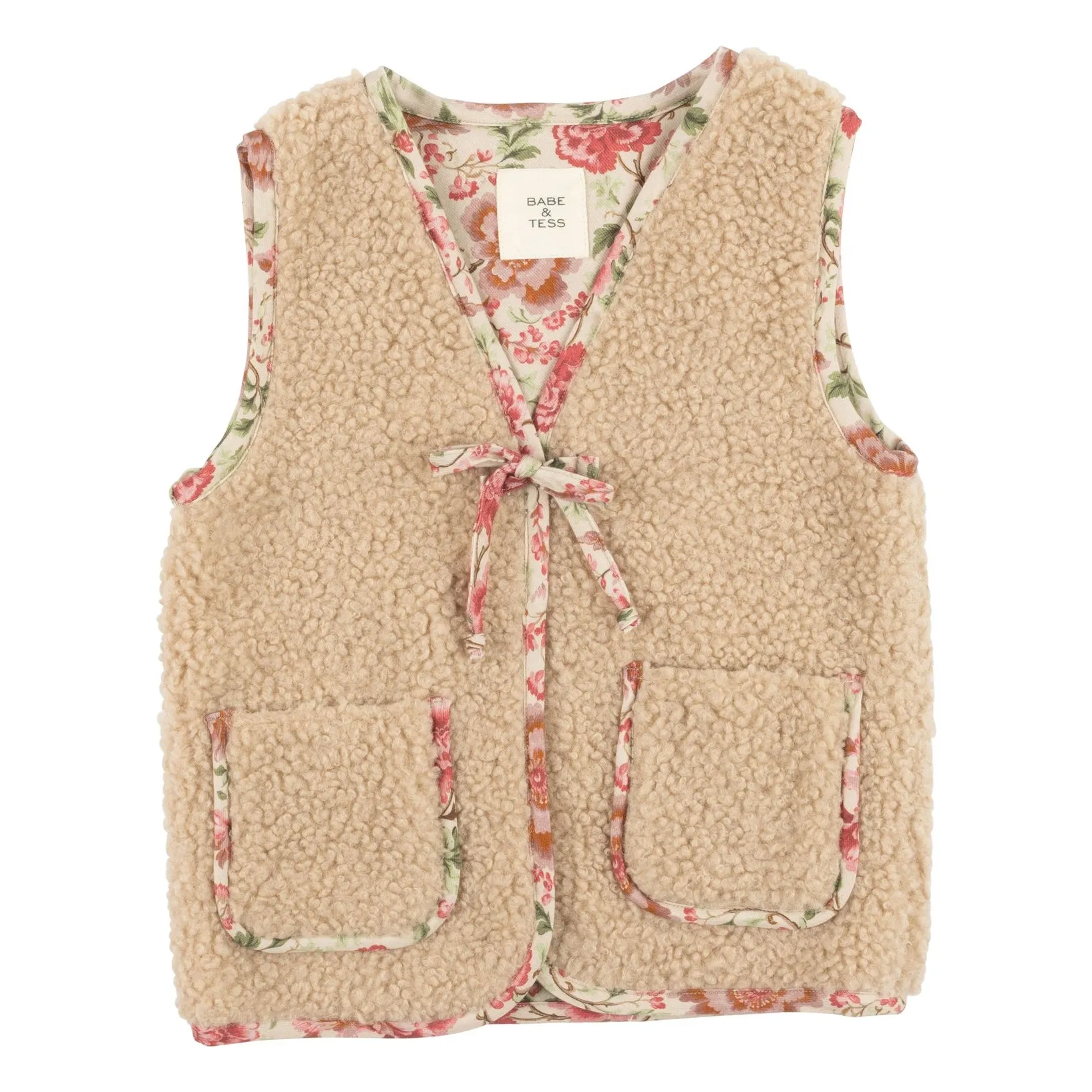 Babe & Tess Beige Teddy Cardigan