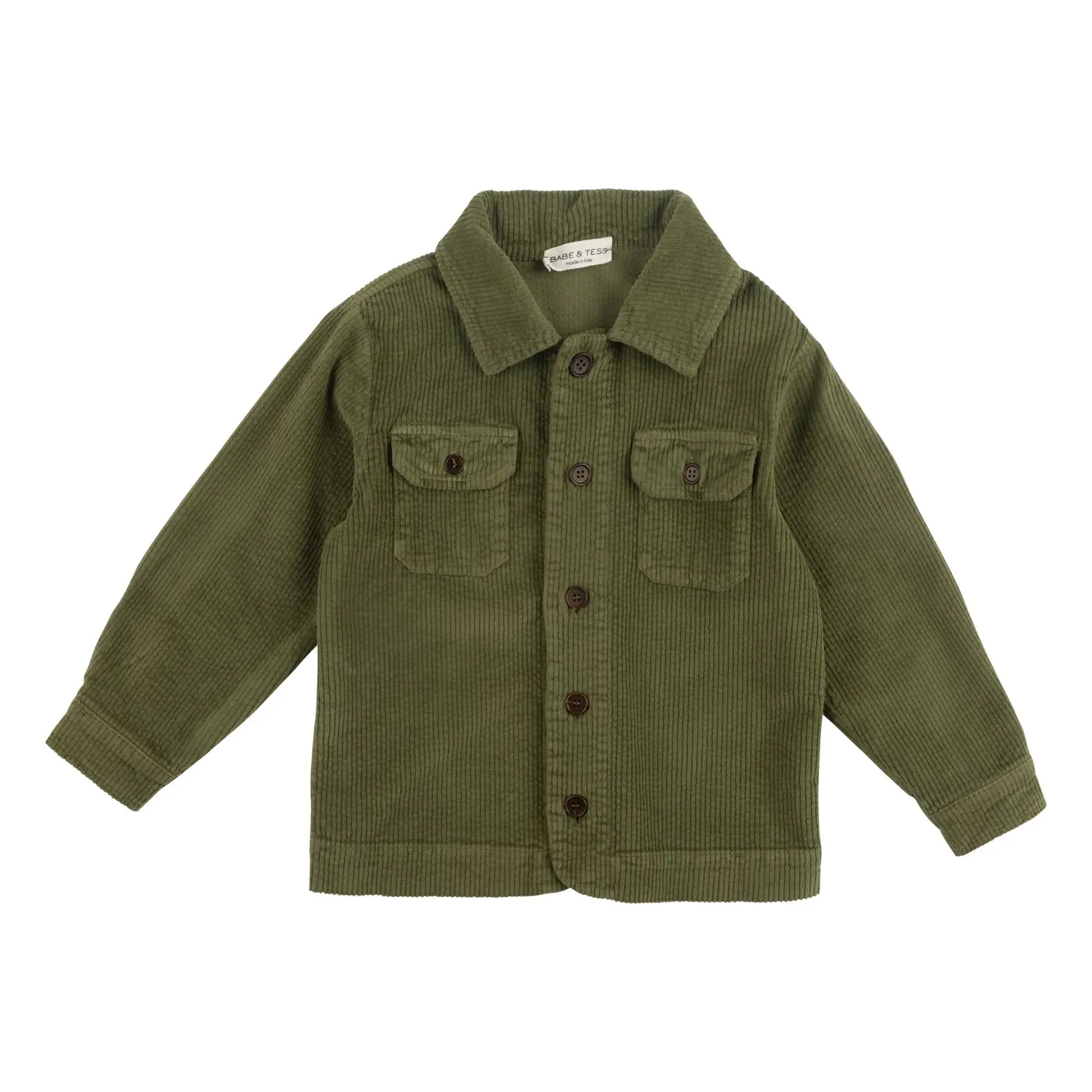 Babe & Tess Olive Green Corduroy Overshirt