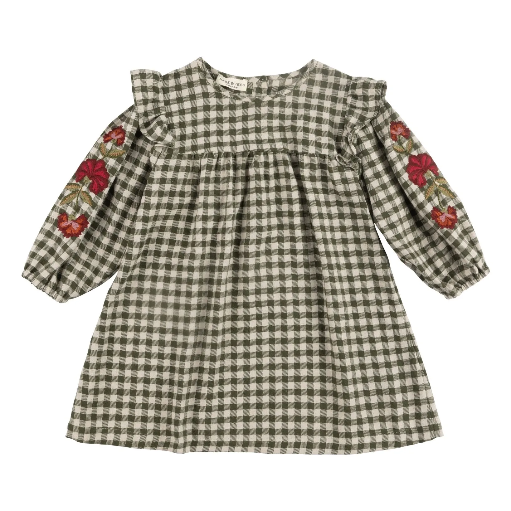 Babe & Tess Green Vichy Flower Dress