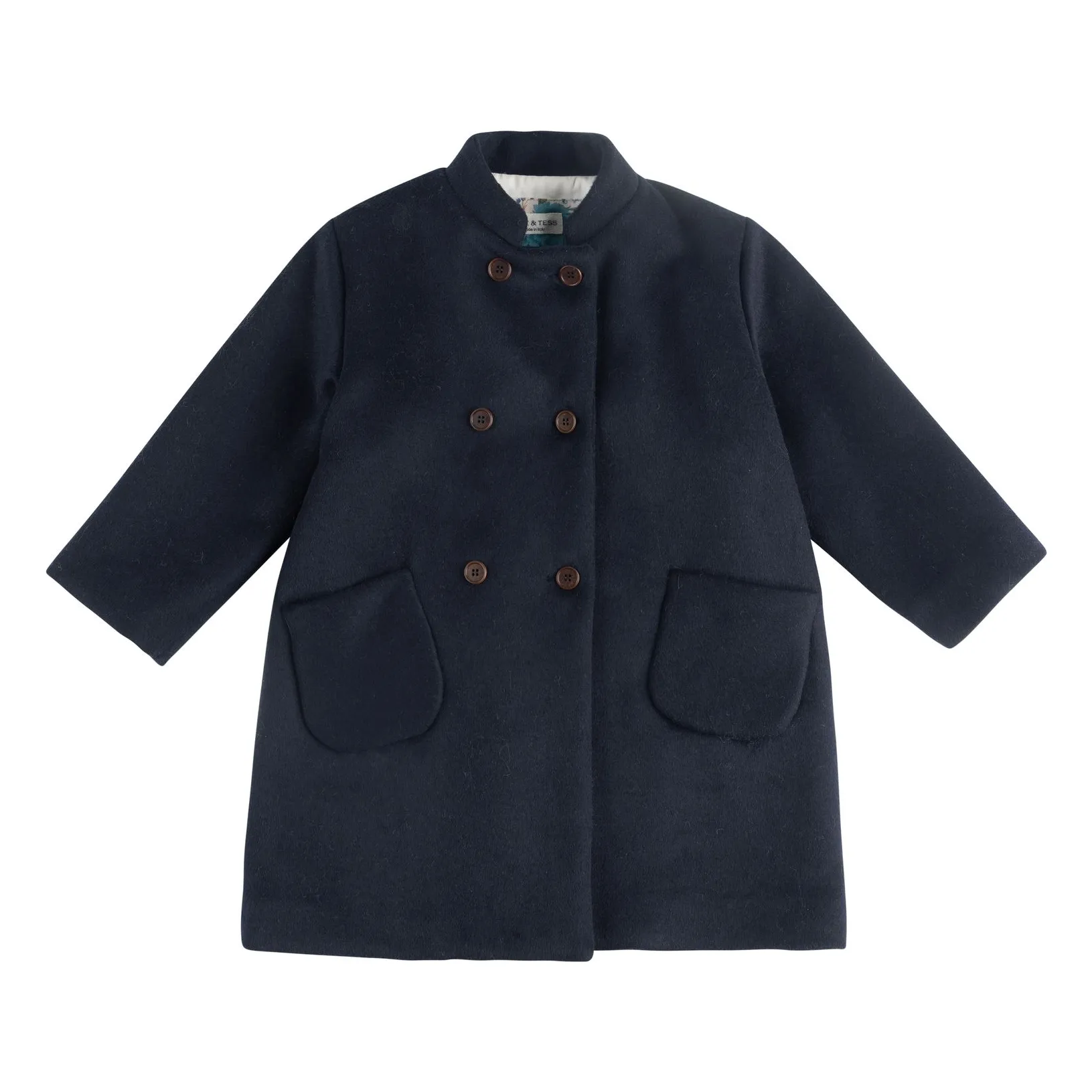 Babe & Tess Navy Blue Wool Coat