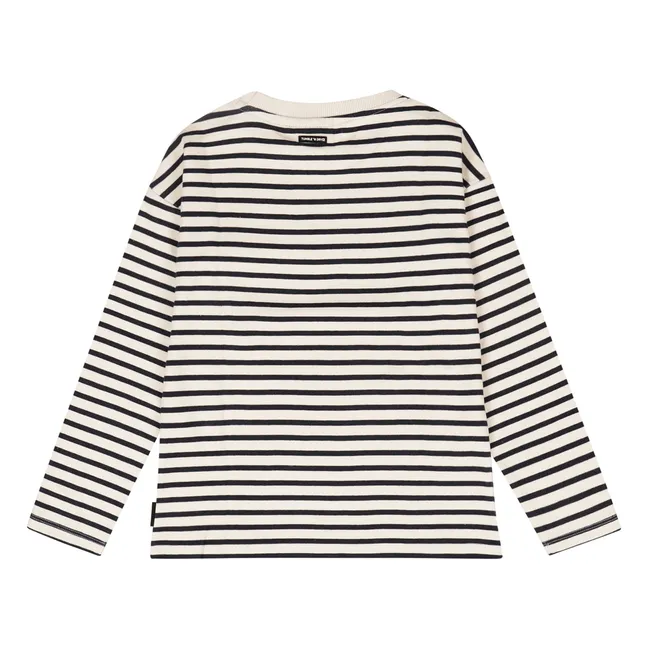 T-shirt Concrete Rayé Coton Bio | Bleu nuit