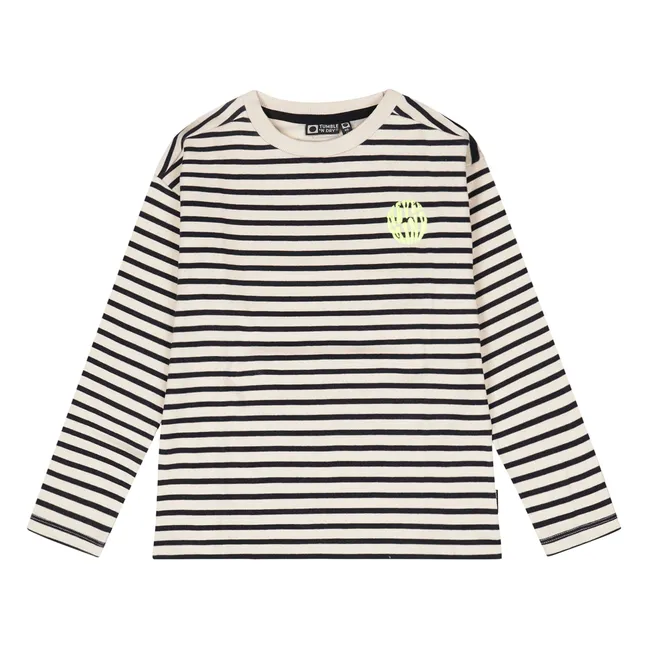 T-shirt Concrete Rayé Coton Bio | Bleu nuit