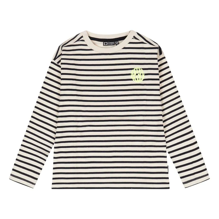 T-shirt Concrete Rayé Coton Bio | Bleu nuit- Image produit n°0