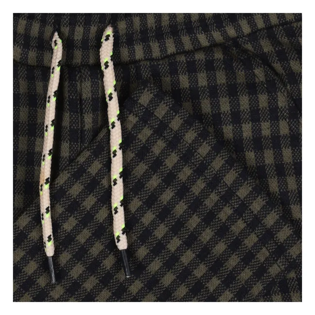 Jogger Rails Carreaux Coton Bio | Bleu nuit