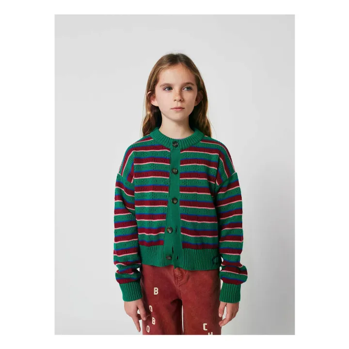 Chaleco de rayas de algodón ecológico | Verde- Imagen del producto n°1