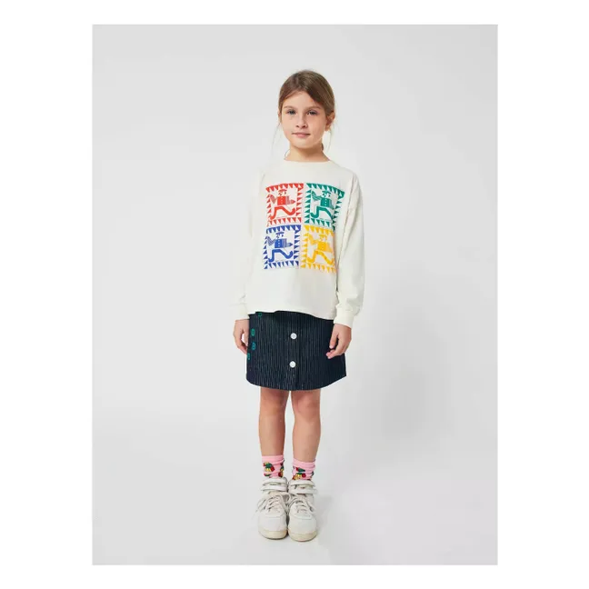 Jupe en Jean Rayée Coton Bio | Bleu marine