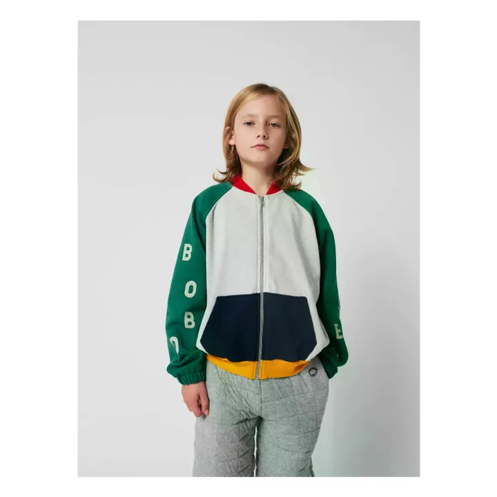 Sudadera de algodón orgánico con bloques de color | Gris Jaspeado- Imagen del producto n°1