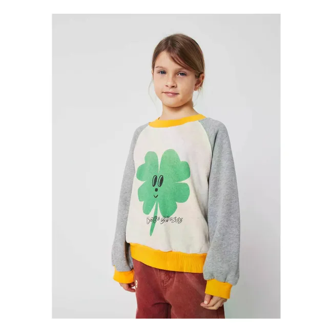 Sudadera de algodón orgánico Colorblock Clover | Beige chiné