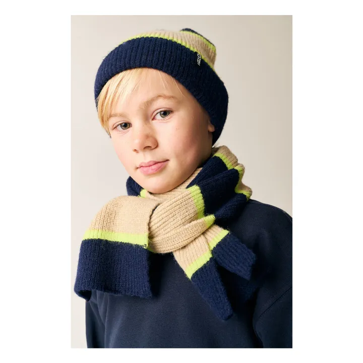 Ensemble Bonnet et Echarpe Rayés | Bleu nuit- Image produit n°2