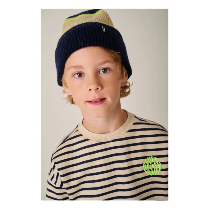 Ensemble Bonnet et Echarpe Rayés | Bleu nuit- Image produit n°3