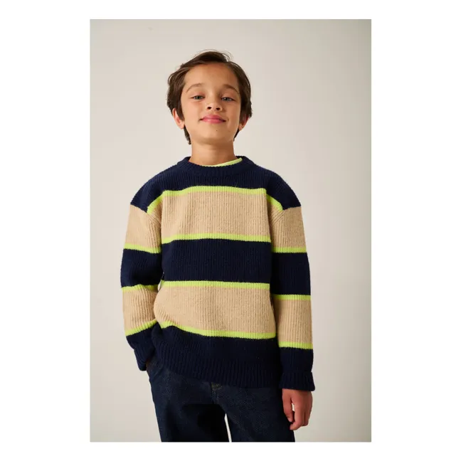 Striped Slide Sweater | Midnight blue