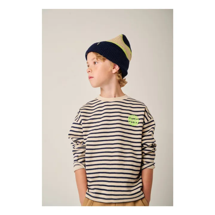 T-shirt Concrete Rayé Coton Bio | Bleu nuit- Image produit n°2