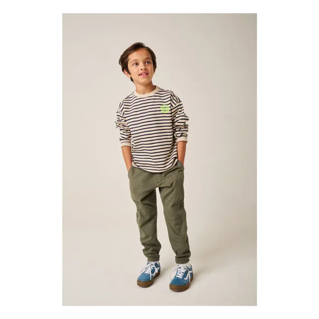 T-shirt Concrete Rayé Coton Bio | Bleu nuit