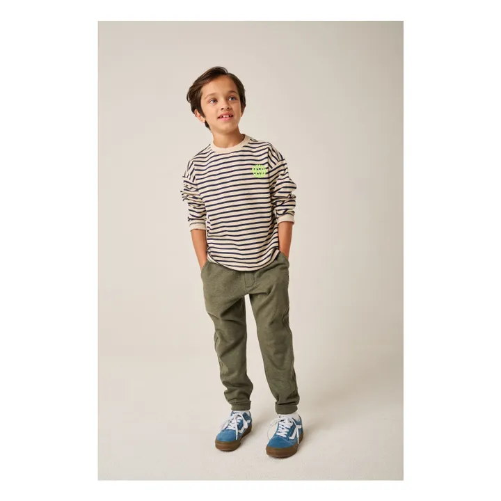 T-shirt Concrete Rayé Coton Bio | Bleu nuit- Image produit n°1