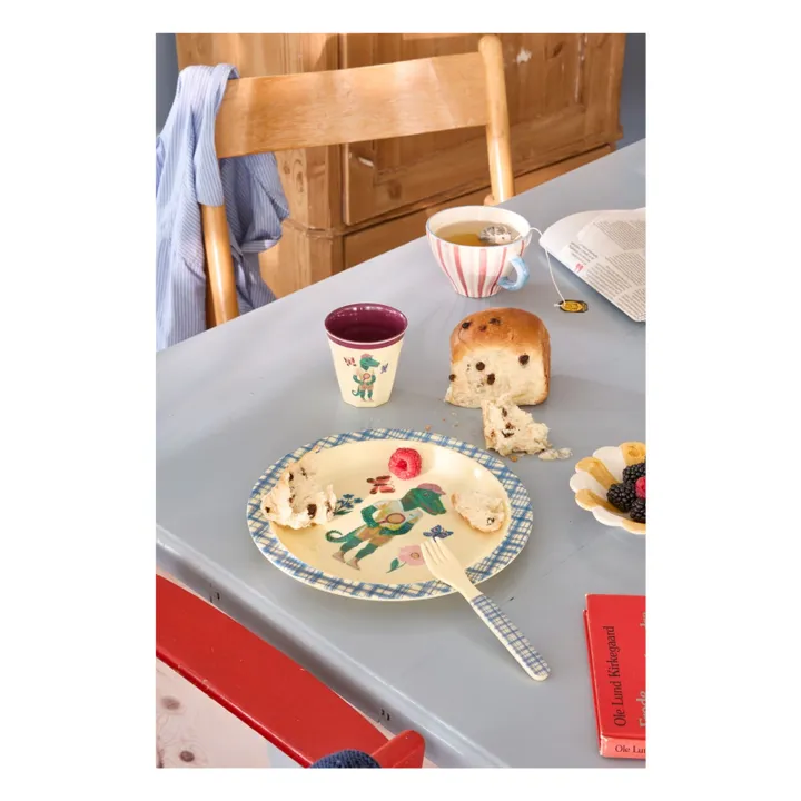 RICE DK - Tazza in melamina, misura media, colore: Rosa morbido con lettera C