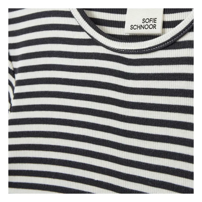 T-shirt Côtelé Nataliasy Rayé | Noir