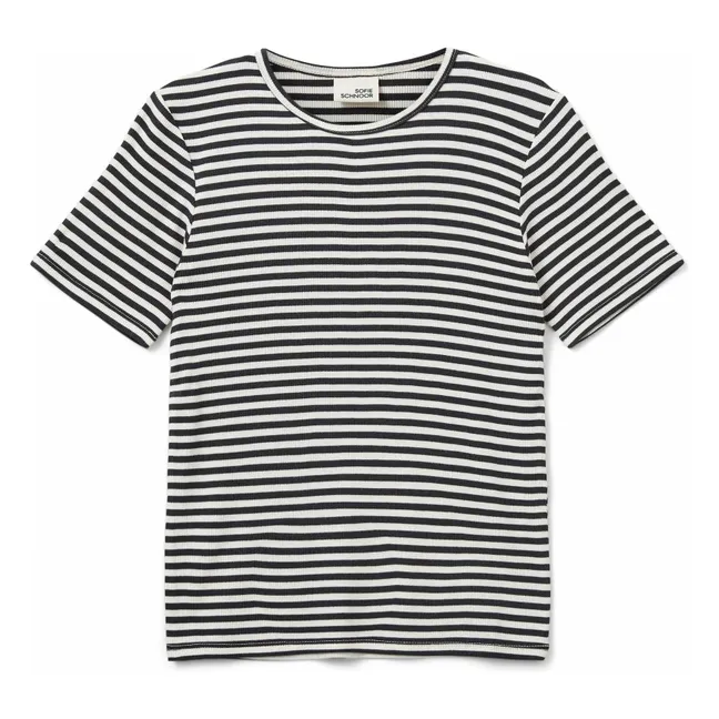 Camiseta Nataliasy de rayas acanaladas | Negro