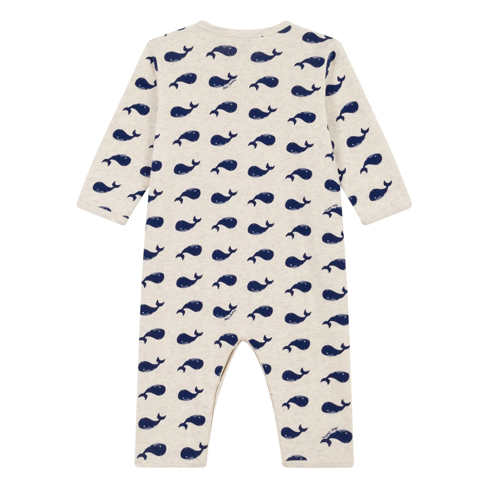 Pyjama Dors Bien Sans Pieds Baleines Coton Bio | Beige chiné- Image produit n°1