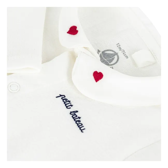 Body Col Brodé Coton Bio | Blanc