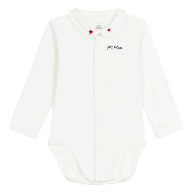Body Col Brodé Coton Bio | Blanc